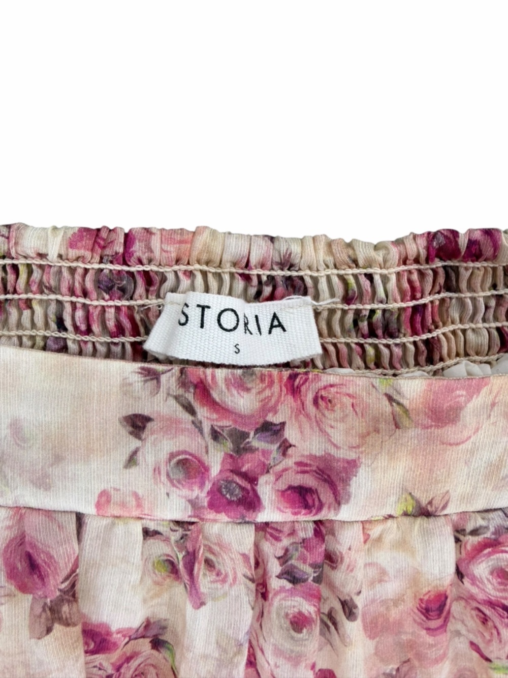Romantic Cottagecore Cream Skirt with Pink Floral Print - Picture 7 of 13